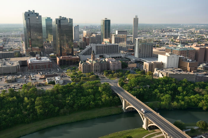 Aerial view of downtown Fort Worth, Texas. Some hospitals in Texas and around the U.S. are seeing high profits, even as their bills force patients into debt. Of the nation's 20 most populous counties, none has a higher concentration of medical debt than Tarrant County, home to Fort Worth.