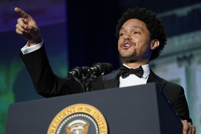 Trevor Noah, host of Comedy Central's "The Daily Show," speaks at the annual White House Correspondents' Association dinner, Saturday, April 30, 2022, in Washington.