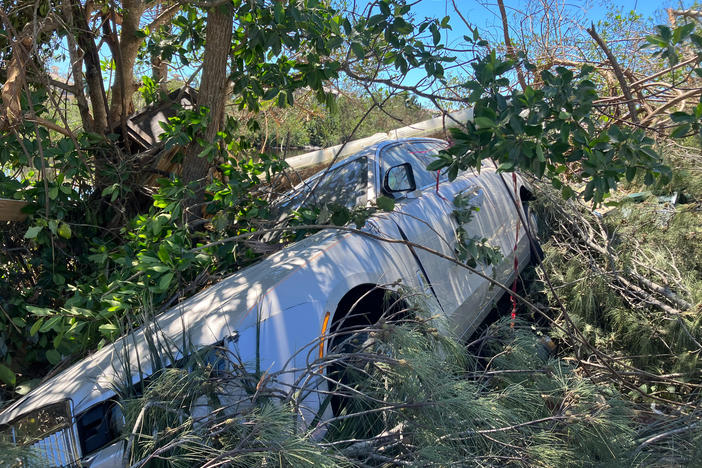 A Rolls Royce swept into the mangroves in Bonita Springs, south of Cape Coral, on Sept. 30, 2022.