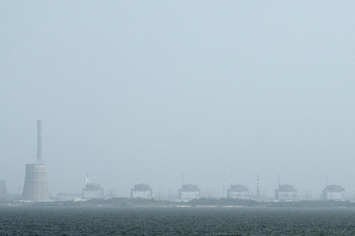 A view of the Zaporizhzhya nuclear plant and the Dnipro river on the other side of Nikopol, Ukraine, on Aug, 22, 2022.