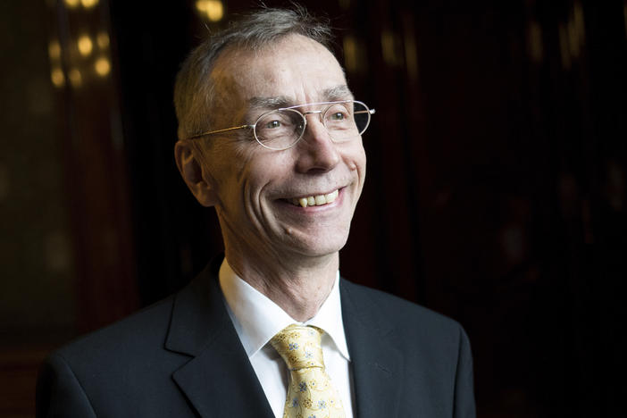 Swedish scientist Svante Paabo smiles at the award ceremony at the Hamburg Kerber Foundation's European Science Prize, in Hamburg, Germany, Sept. 7, 2018.