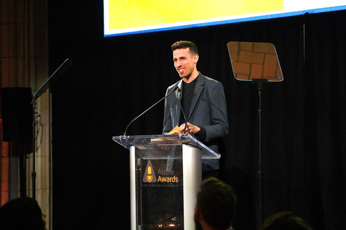 Adam Silvera speaks onstage at the 2020 Audie Awards Gala at Guastavino's in New York City on March 2, 2020.