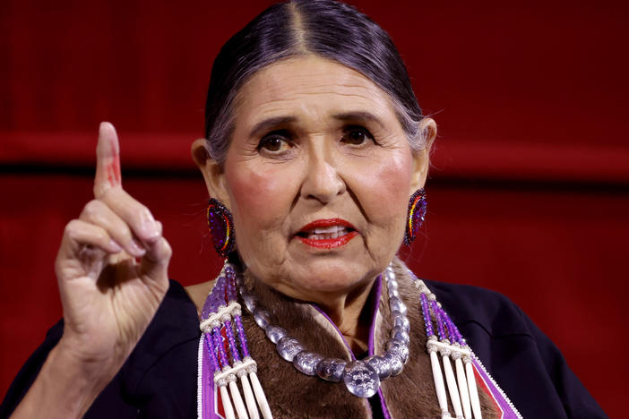 Sacheen Littlefeather on stage at AMPAS Presents An Evening with Sacheen Littlefeather at Academy Museum of Motion Pictures on Sept. 17, 2022 in Los Angeles.