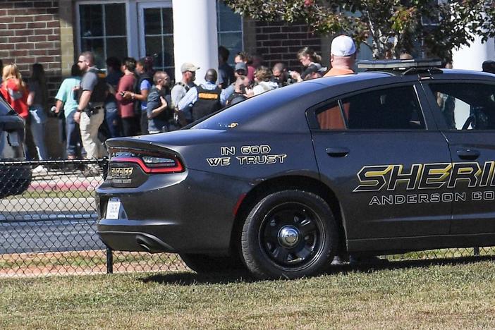 In response to a false call about an active shooter, police and emergency workers descended on Robert Anderson Middle School in Anderson, South Carolina, on Oct. 5. Parents rushed to pick up their children, causing a traffic jam in front of the school.