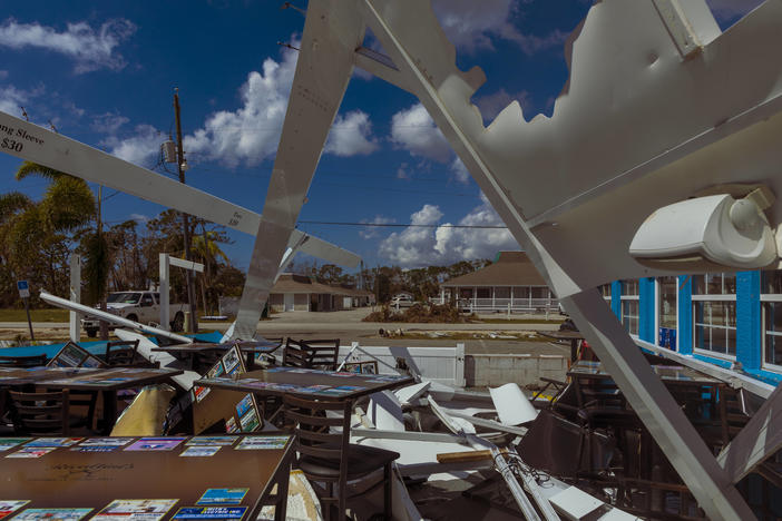 Ricaltini's Restaurant damaged by Hurricane Ian in Englewood, Fla. on October 6, 2022.