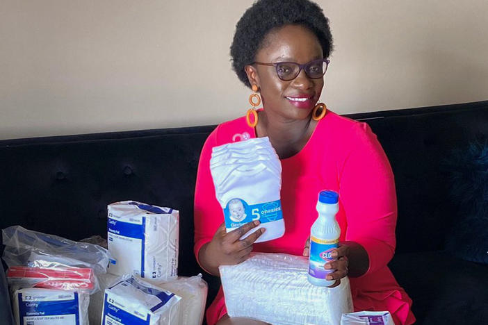 Currently a master's student in social work at Temple University in Philadephia, Lavelah stocks up on supplies to bring home.