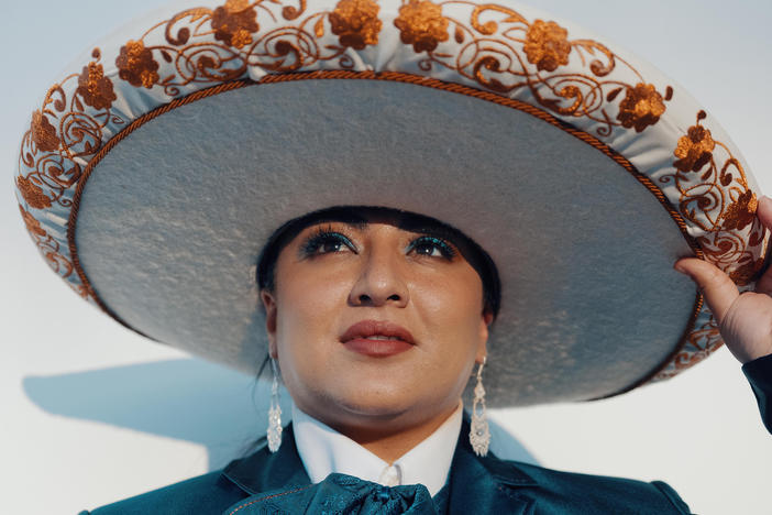 Tania Lopez of Mariachi Lindas Mexicanas at the MARIACHI USA festival in Los Angeles on June 18, 2022.