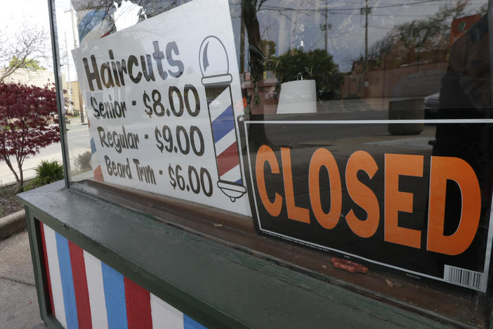 A closed barbershop in Cleveland in May 2020. Small businesses were in limbo as the coronavirus outbreak raged and the first round of the government's multibillion-dollar Paycheck Protection Program drew to a close.