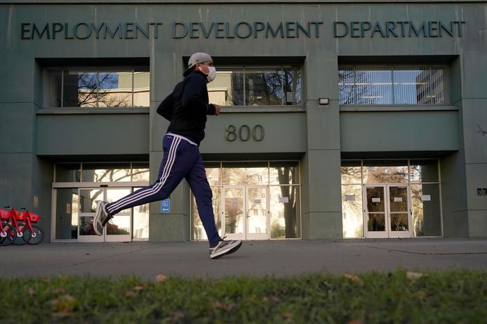 The office of the California Employment Development Department is seen in Sacramento, Calif., Friday, Dec. 18, 2020. Facing as much as $2 b billion in fraud, the EDD is near the top of California lawmakers fixit list as they prepare to return to the state Capitol in the new year.