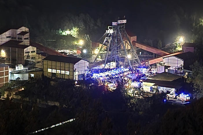 A view of the entrance of the mine in Amasra, in the Black Sea coastal province of Bartin, Turkey, on Friday.