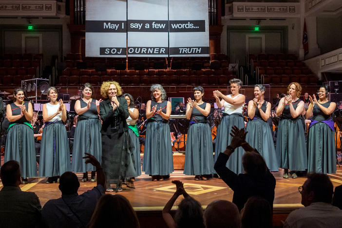 Composer Julia Wolfe at the Nashville Symphony Orchestra's world premiere of her piece <em>Her Story</em> on Sept. 15, 2022.