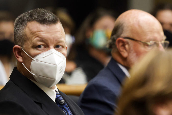 Paul Flores looks on at the second day of his preliminary hearing on Aug. 3, 2021. On Tuesday, jurors unanimously found Flores guilty of first-degree murder.