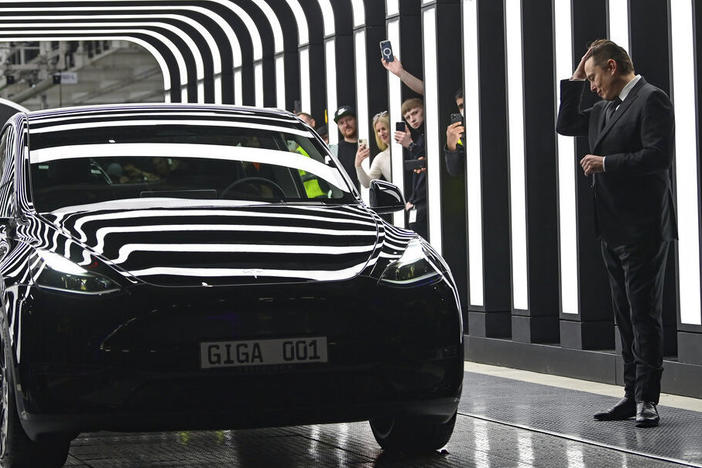 Tesla CEO Elon Musk attends the opening of Tesla factory Berlin-Brandenburg in Gruenheide, Germany on March 22.