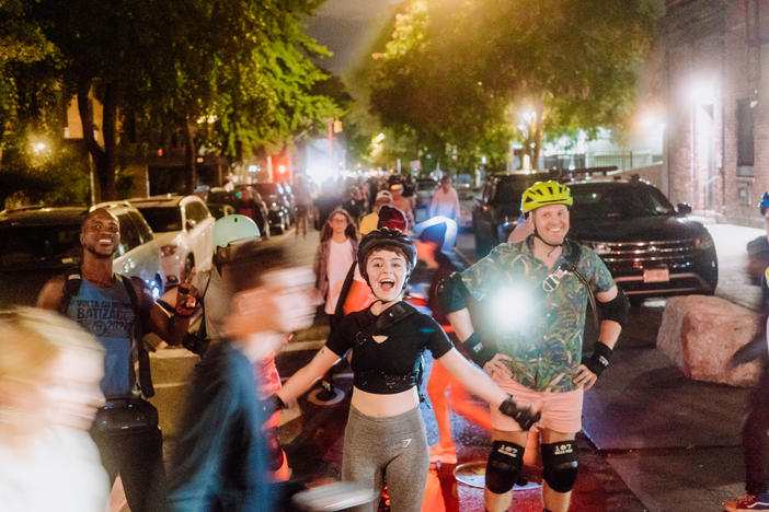 The Wednesday Night Skate in Manhattan, New York, resembles a street party on Sept. 8, 2022.