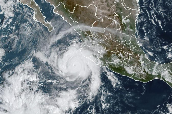 This satellite image shows Hurricane Roslyn approaching the Pacific coast of Mexico on Saturday.