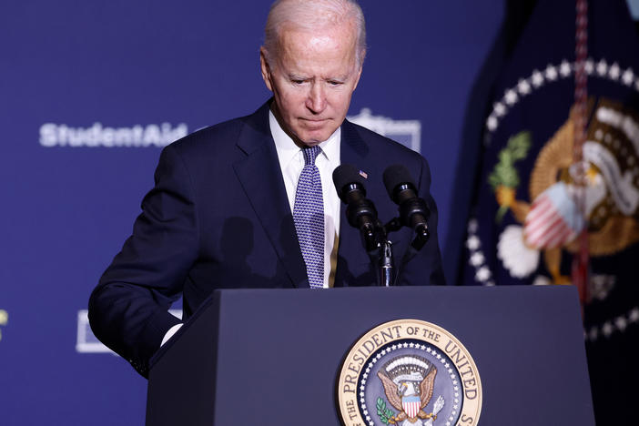President Biden speaks about student debt relief at Delaware State University in Dover on Friday.