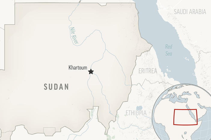 A locator map for Sudan with its capital, Khartoum. (AP Photo)
