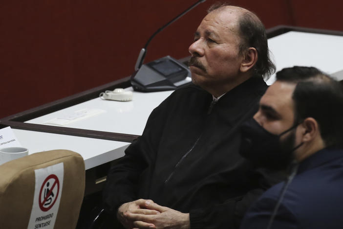 Nicaragua's President Daniel Ortega is pictured in Havana, Cuba, in December 2021. The Biden administration is dramatically ratcheting up pressure on Ortega's government in Nicaragua.
