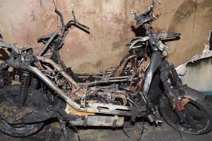 New York City is on track to experience twice as many e-bike-related fires this year compared to last. Above, the remains of a fire in January in a Bronx apartment.