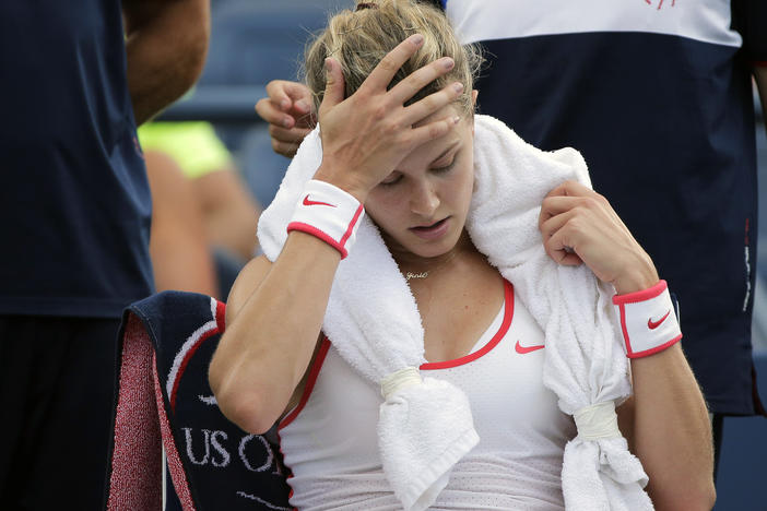 Eugenie Bouchard, of Canada, fell at the facility hosting the 2015 U.S. Open tennis tournament and suffered a concussion.