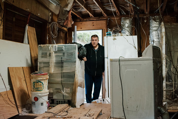 Miles Hatfield at his Kentucky home, which he had to abandon after it was flooded by runoff from an old coal mine.