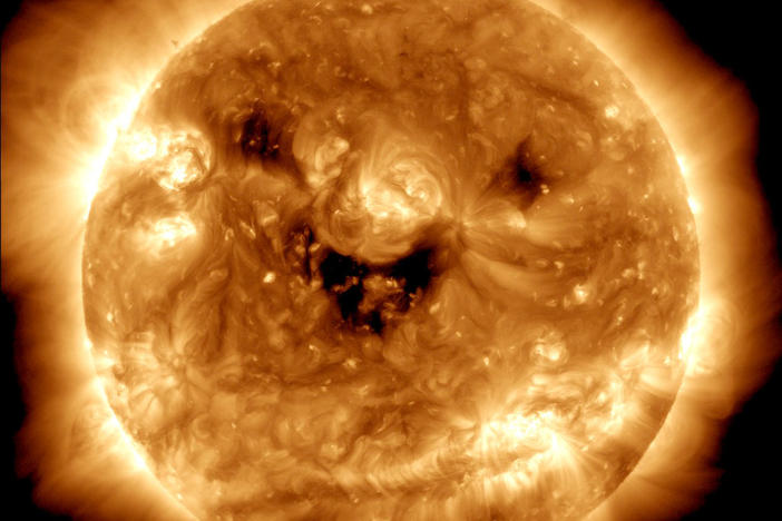 NASA's Solar Dynamics Observatory captured an image of the sun "smiling" in 193 angstrom light on Oct. 26.