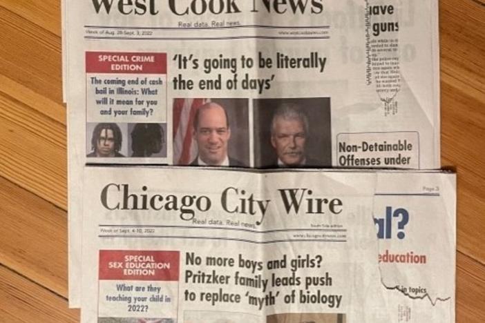 Hard copy local papers that have recently appeared in the mailboxes of Illinois residents this election season have been assailing Democratic candidates, including Gov. J.B. Pritzker, and echoing conservative talking points.
