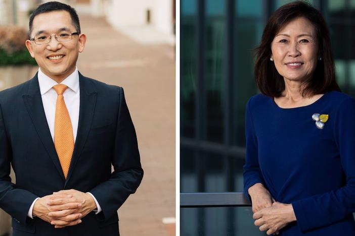 From left: Democrat Jay Chen and Republican Rep. Michelle Steel are battling for California's 45th Congressional District, home to the largest Vietnamese community in the nation.