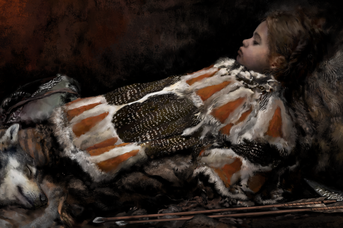 An artistic illustration of what the child could have looked like when alive and sleeping