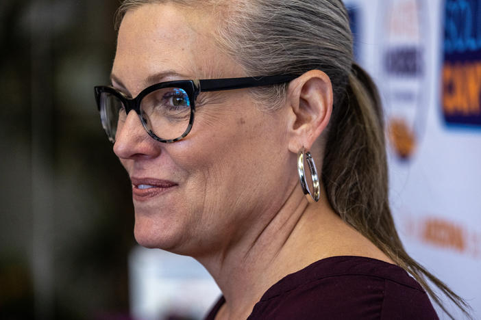 Democratic candidate for Arizona governor Katie Hobbs attends a campaign rally on Nov 6. in Tucson.
