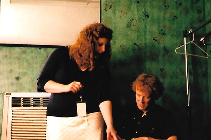 Low's Mimi Parker (left) and Alan Sparhawk backstage at Merriweather Post Pavilion in 2007.