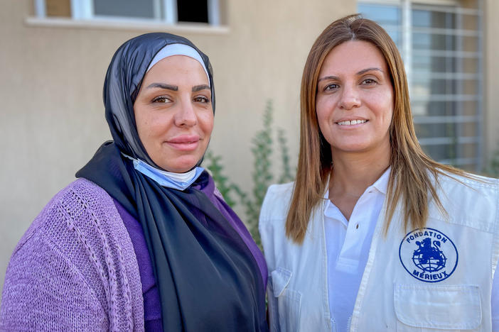 Darine Al-Ahmar (left), who directs a primary care health center in Douris, Lebanon, and Josette Najjar, with the Lebanese branch of the Mérieux Foundation, have seen the number of cholera cases rise around their region.