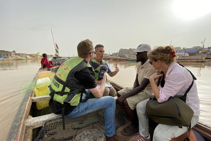 The NPR team doing interviews in Senegal.