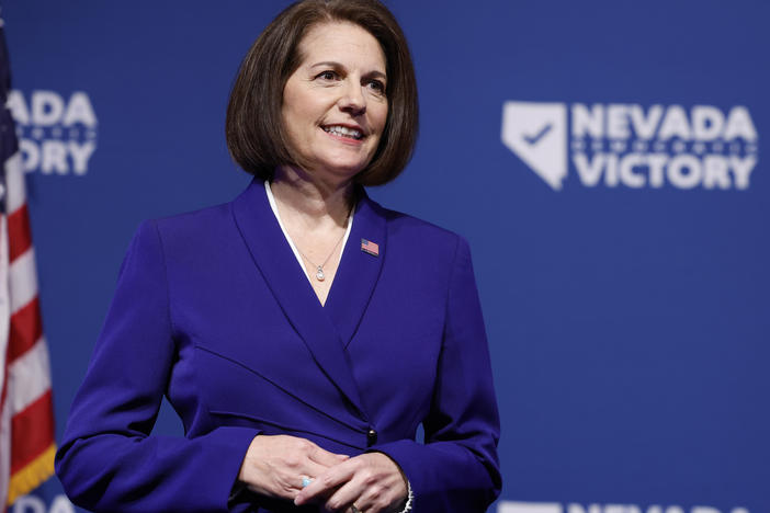 Sen. Catherine Cortez Masto (D-NV) attends an election event on Tuesday, several days before narrowly winning her race.