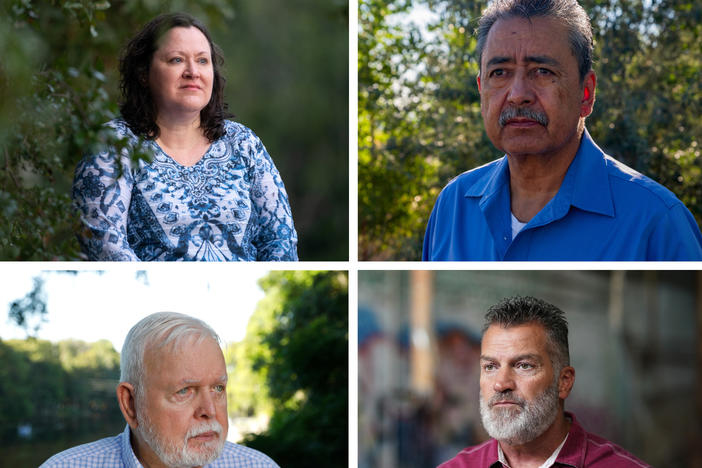 Clockwise from upper left: Holly Sox, Catarino Escobar, Frank Thompson, Bill Breeden, Craig Baxley and Ron McAndrew have all been affected by work related to executions.