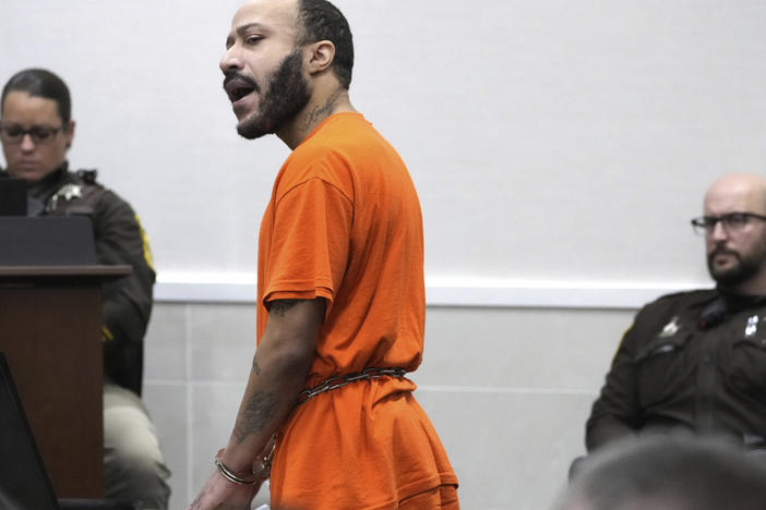 Darrell Brooks Jr. speaks to Waukesha County district attorney Susan Opper in a Waukesha County Circuit Court in Waukesha, Wis., on Wednesday, Nov. 16, 2022.