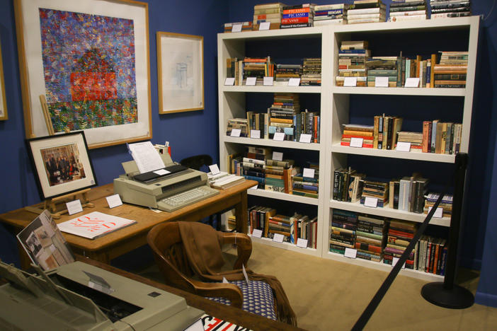 The auction featured a number of items from the office where Joan Didion worked, including two electric typewriters that sold for $5,500 and $6,000, respectively.