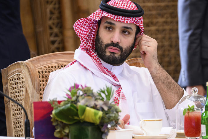 Crown Prince Mohammed bin Salman of Saudi Arabia takes his seat ahead of a working lunch at the G20 Summit, Tuesday, Nov. 15, 2022, in Nusa Dua, Bali, Indonesia.