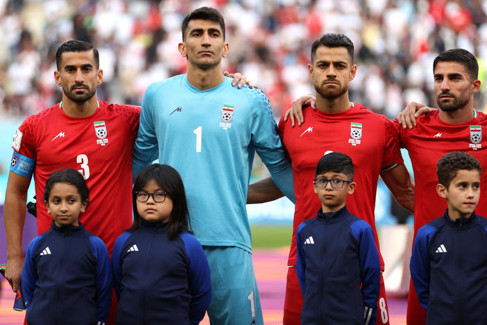Iran's national team stayed silent during the country's national anthem ahead of their Monday match in the FIFA World Cup.