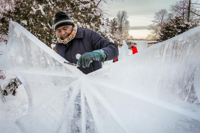 After winning a prize in Quebec, Michael Kaloki went on to sculpt ice at other competitions, such as the Helsinki Zoo International Ice Carving Festival.