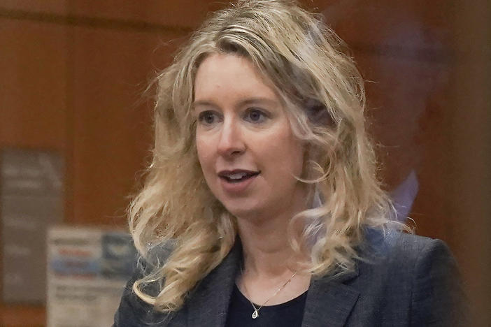 Former Theranos CEO Elizabeth Holmes in federal court in San Jose, Calif. on Oct. 17.
