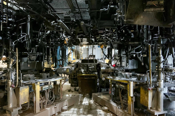 The empty assembly line at the Duralex glassware factory in Orléans, France, on Nov. 15.