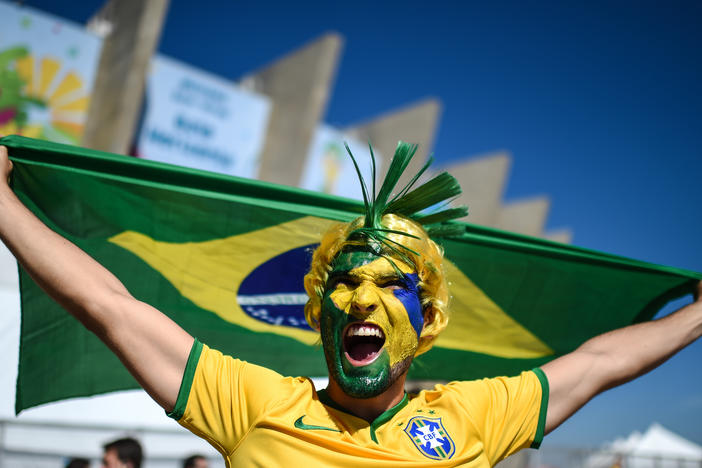 Fans arrive to the 2014 FIFA World Cup Brazil round of 16 match between Brazil and Chile at Estadio Mineirão in Belo Horizonte, Brazil, on June 28, 2014.