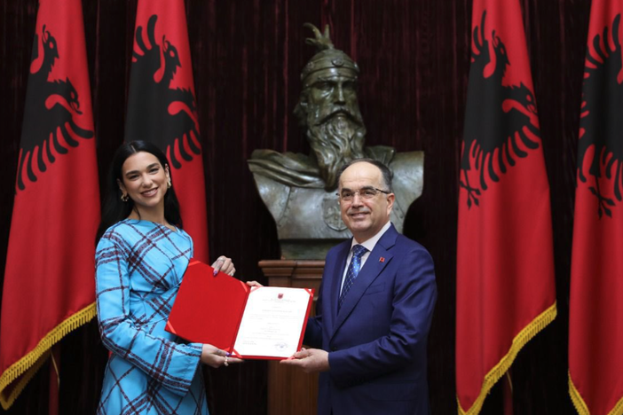 Albania's president Bajram Begaj grants Dua Lipa, born of Albanian parents, citizenship Sunday.