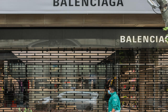 A Balenciaga retail store is seen closed to customers due to pandemic lockdowns in Melbourne, Australia in 2021. The brand has come under fire in recent weeks due to back-to-back ad scandals.