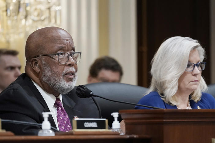 Chairman Bennie Thompson, D-Miss., and Vice Chair Liz Cheney, R-Wyo., preside over a House select committee investigating the Jan. 6 attack hearing in October.