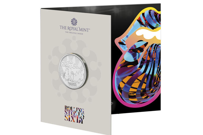 This image released by The Royal Mint shows a new collectable coin to celebrate the 60th anniversary of The Rolling Stones.
