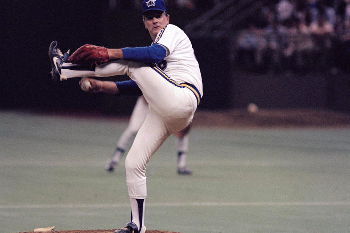 Seattle Mariners pitcher Gaylord Perry throws in his 300th Major League victory, a 7-3 win over the New York Yankees in Seattle, on May 6, 1982. The Hall of Famer and two-time Cy Young winner died Thursday.