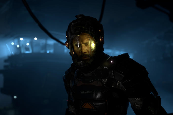 The unfortunate Jacob Lee, <em>The Callisto Protocol </em>protagonist beset by the game's countless horrors.