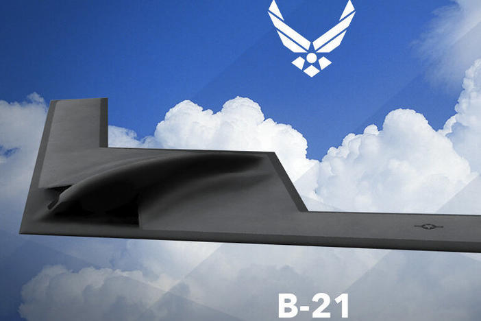 This artist rending provided by the U.S. Air Force shows a U.S. Air Force graphic of the Long Range Strike Bomber, designated the B-21.